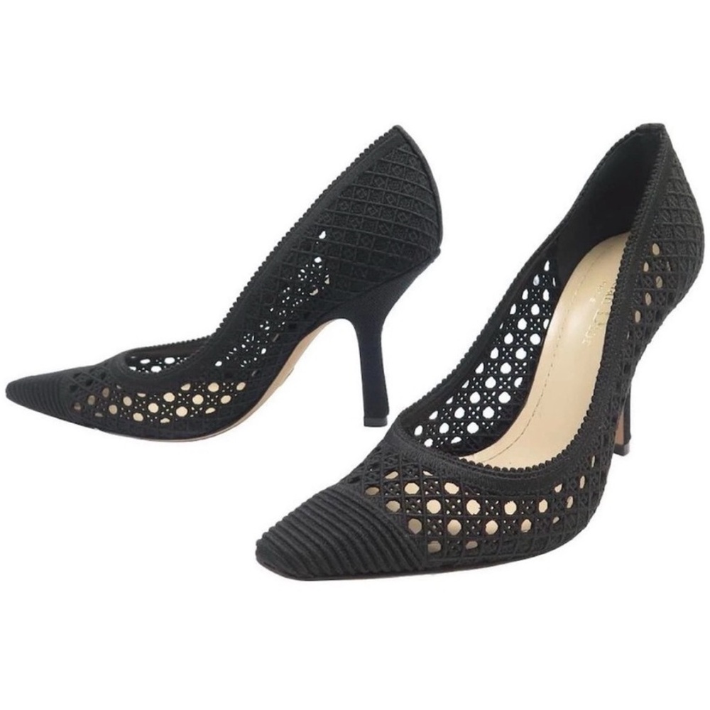 **SOLD** Christian Dior Capture 100mm Heels Black  Cannage Fabric Size 39.5 US 9